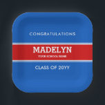 Papiertafel für den blauen und roten Abschluss Pappteller<br><div class="desc">Benutzerdefinierte Teller für blaues und rotes Abschluss.</div>