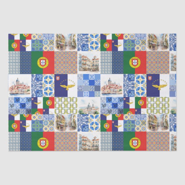 Papiertafel für die Flagge Portugals und die Flagg Seidenpapier (Vorderseite)