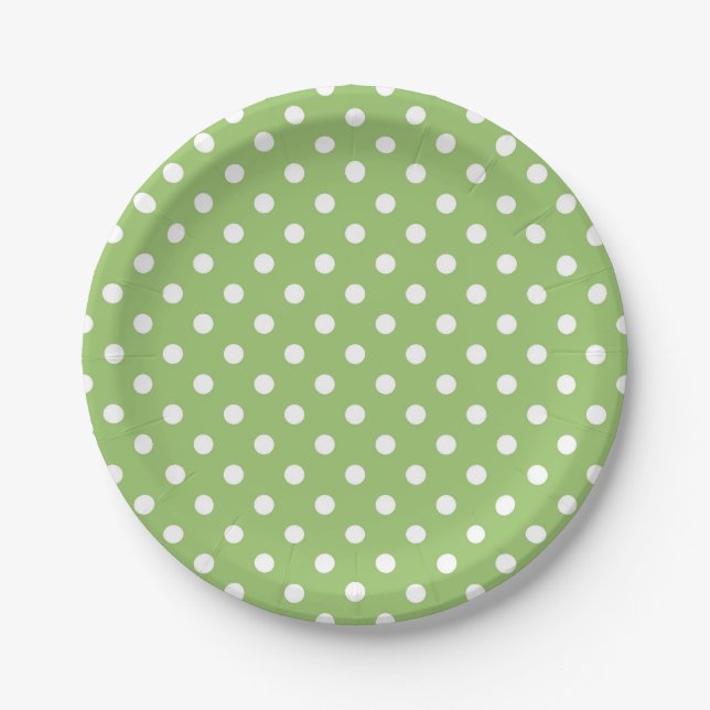 Papiertafel für grüne und weiße Polka-Dots Pappteller (Vorderseite)