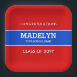 Papiertafel für roten und blauen Abschluss Pappteller<br><div class="desc">Benutzerdefinierte Teller für rotes und blaues Abschluss-Papier.</div>