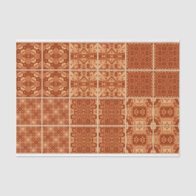 Papiertaschentuch mit roten, orangefarbenen und ge seidenpapier (Vorderseite)