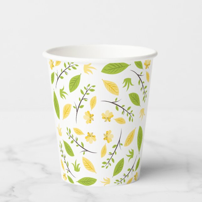 Papiertasse mit Blumenmuster Pappbecher (Vorderseite)