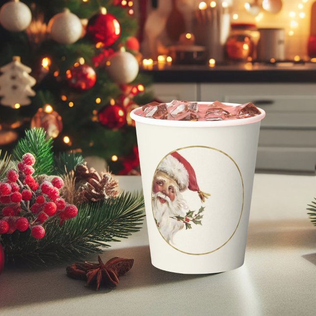 Papiertasse Pappbecher (Christmas cups, vintage santa cups, Christmas coffee cups)