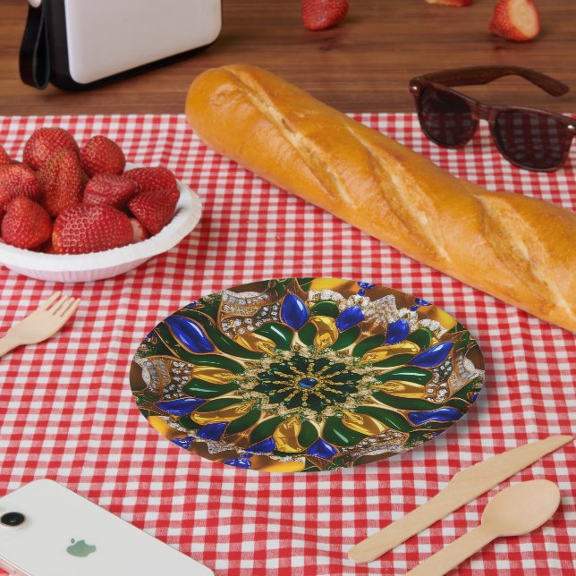 Papierteller mit brasilianischem Farbdesign (Picknick)