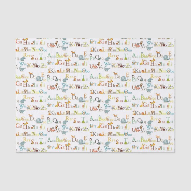 Papiertücher - Farbenfrohe Alphabet Seidenpapier (Vorderseite)