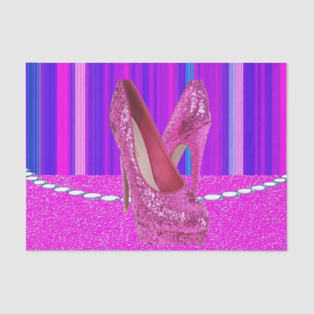 Papiertücher, farbige Streifen, rosa Heelse Seidenpapier (Vorderseite)