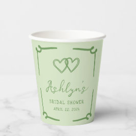 Papiertücher für das handgezeichnete grüne Herz-Br Pappbecher