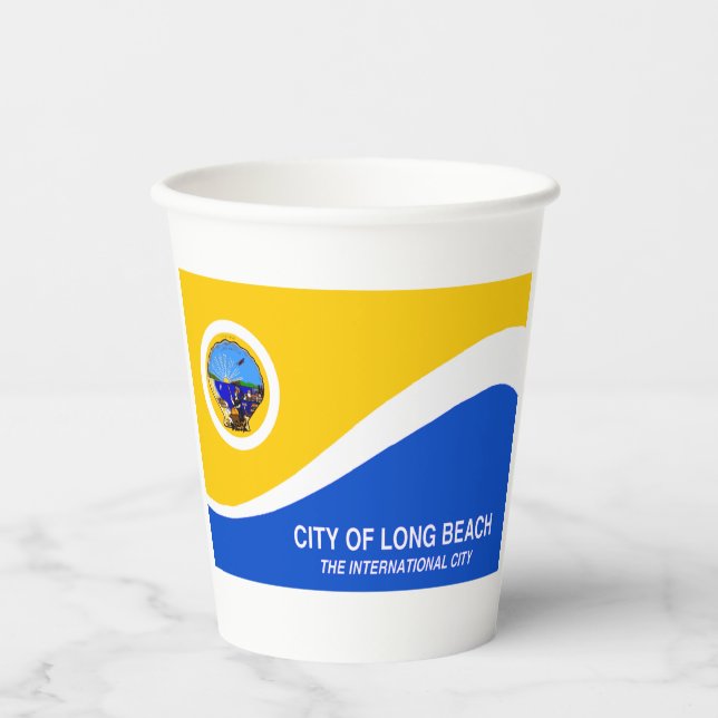 Papiertücher für die Long Beach City-Flagge Pappbecher (Vorderseite)