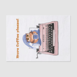 Papiertücher mit rosa Schreibmaschine Mehr Kaffee Seidenpapier