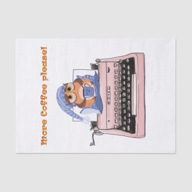 Papiertücher mit rosa Schreibmaschine Mehr Kaffee  Seidenpapier (Vorderseite)