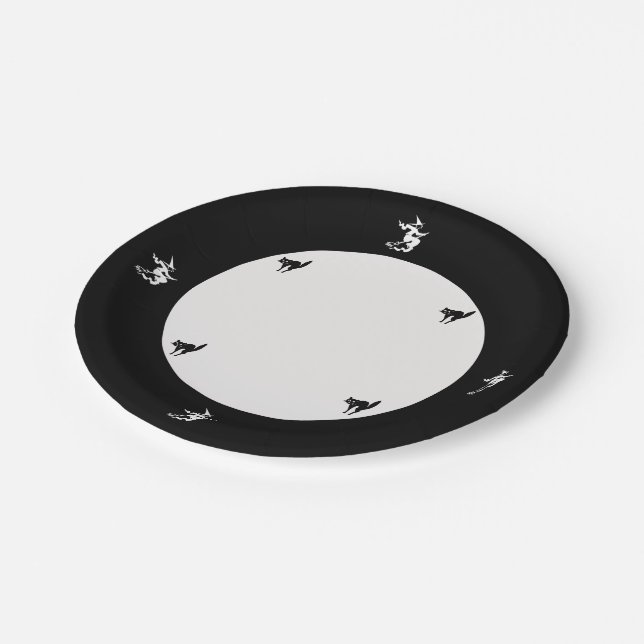 Papiertüte - Flying Hexe and Black Cat Pappteller (Schrägansicht)