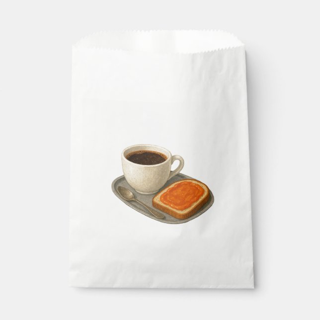 Papiertüte mit Illustration von Kaffee und Toast Geschenktütchen (Vorderseite)