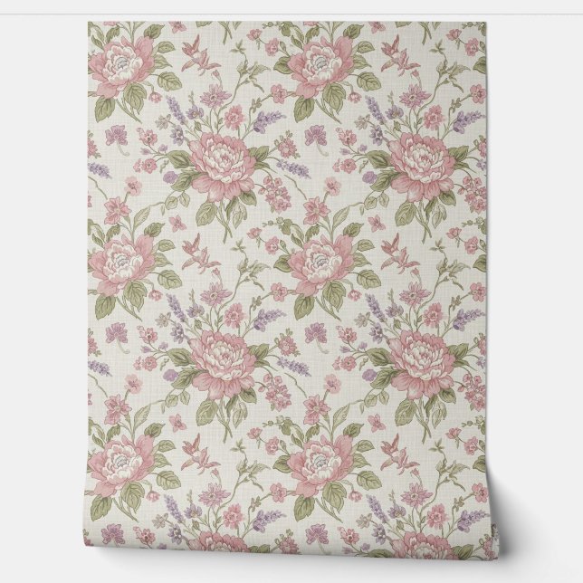 Papiertüte - Vintage florale Rose Tapete (Abrollen)