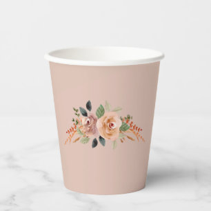 Papiertüten, Boho Modern Florals beige rosa Pappbecher