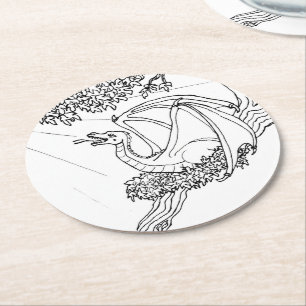 PapierUntersetzer - das Nest des Drachen Runder Pappuntersetzer