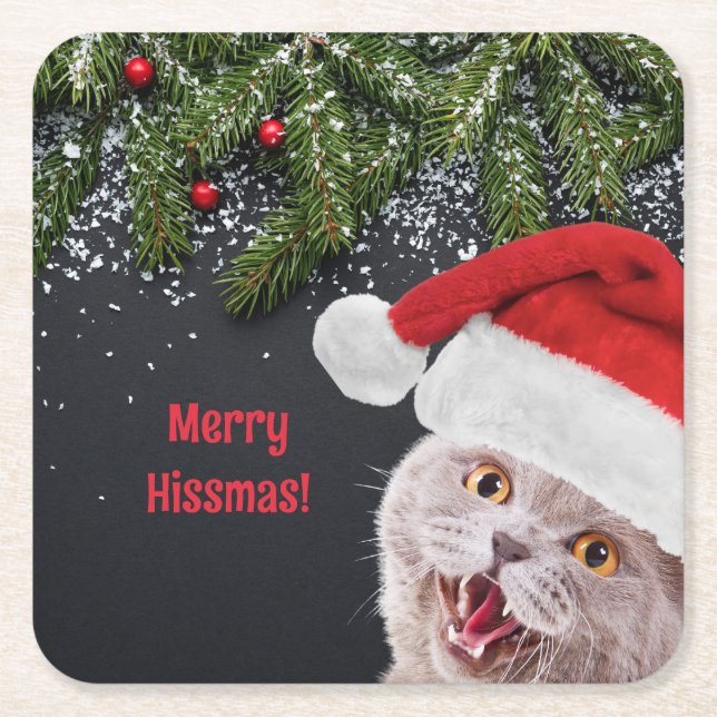 Papieruntersetzer, Frohe Hissmas  Rechteckiger Pappuntersetzer (Vorderseite)