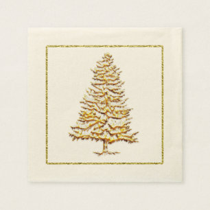 Papierweihnachtsservietten-Imitatgoldbaum und Serviette
