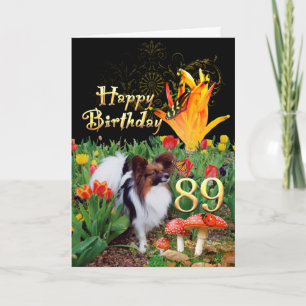 Papillion Hund Happy 89 Geburtstagskarte Altersspe Karte