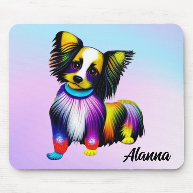 Papillion Pop Art Pasta Personalisiert Mousepad (Vorne)