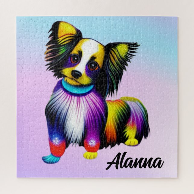 Papillion Pop Art Pasta Personalisiert Puzzle (Vertikal)