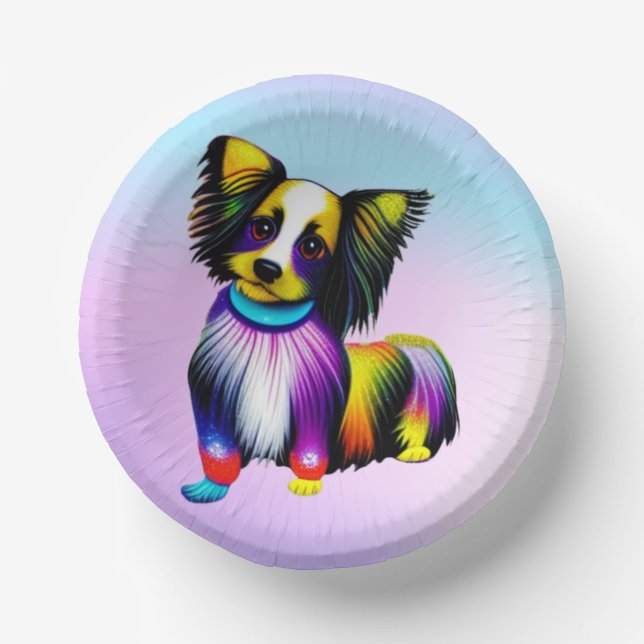 Papillion Pop Art Pastell Pappteller (Vorderseite)