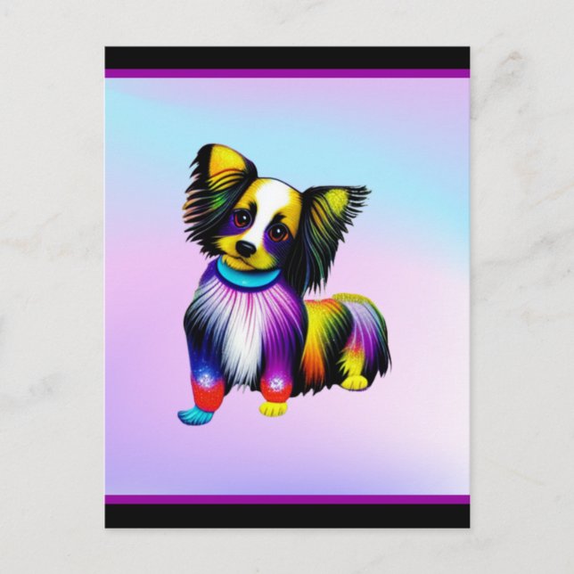 Papillion Pop Art Pastell Postkarte (Vorderseite)