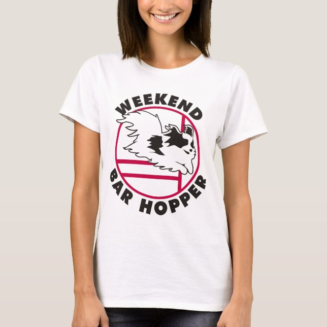 Papillon Agility-Wochenenden-Bar-Trichter T-Shirt (Vorderseite)