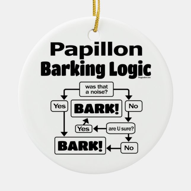 Papillon Barking Logic Keramik Ornament (Vorne)
