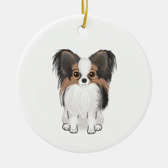 Papillon (Bild) Keramik Ornament (Vorne)