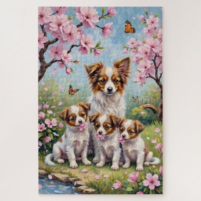 Papillon-Blüten-Gartenkunst Puzzle (Vertikal)