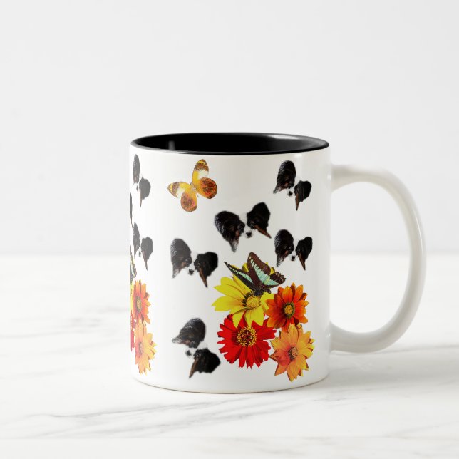 Papillon Butterfly Geschenke Zweifarbige Tasse (Rechts)