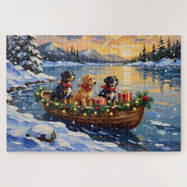 Papillon Christmas Boat Holiday Puzzle (Horizontal)