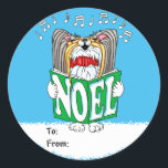 Papillon Christmas Caroler Tri Runder Aufkleber<br><div class="desc">Papillon Christmas Caroler Tri</div>