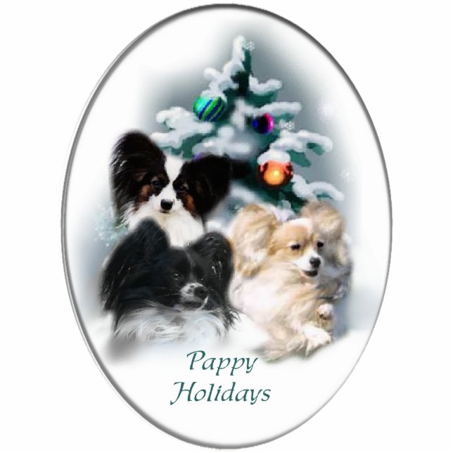 Papillon Christmas Geschenke Fotoskulptur Ornament (Vorne)