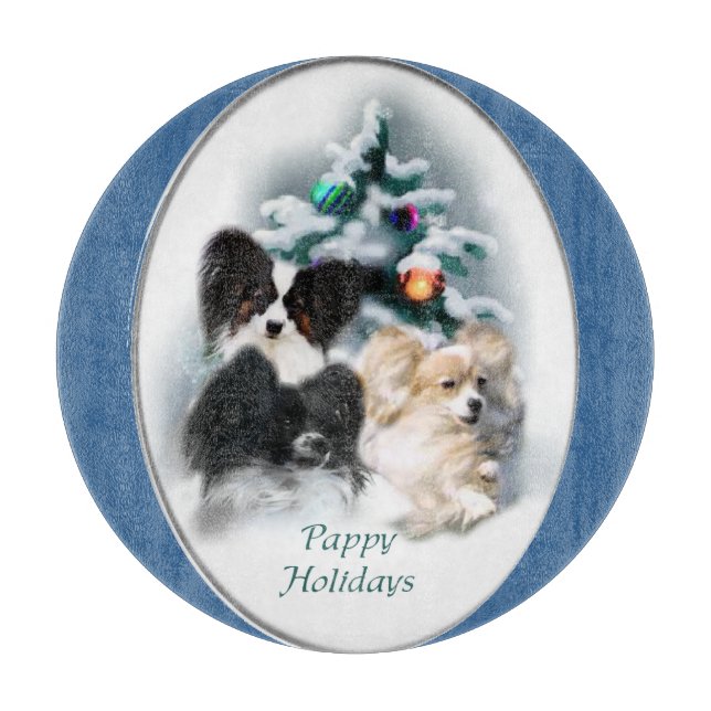 Papillon Christmas Geschenke Schneidebrett (Vorderseite)