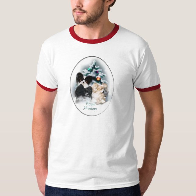 Papillon Christmas Geschenke T-Shirt (Vorderseite)