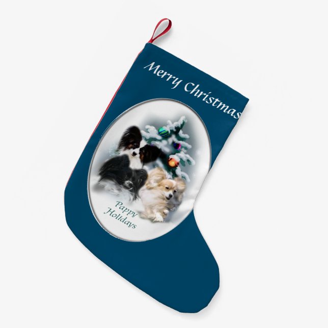 Papillon Christmas Kleiner Weihnachtsstrumpf (Vorderansicht (hängend))