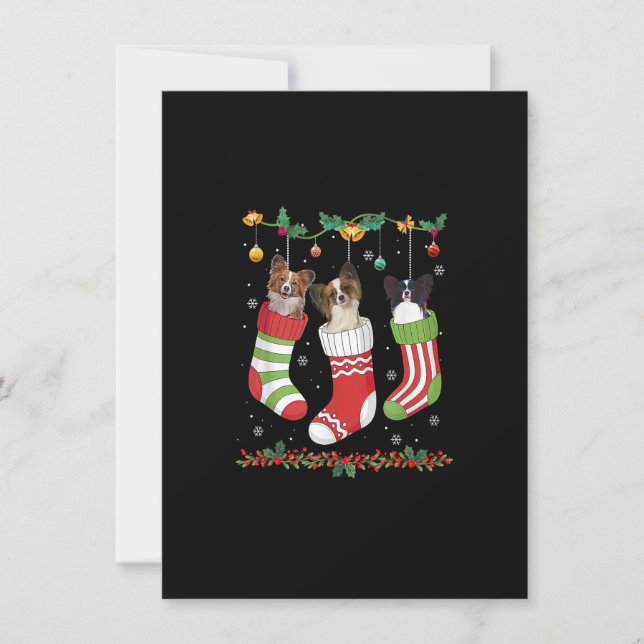 Papillon Christmas Lights Funny Xmas Dog Lover Paj Einladung (Vorderseite)