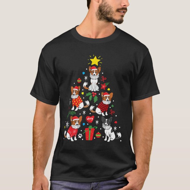 Papillon Christmas Ornament Tree T-Shirt (Vorderseite)
