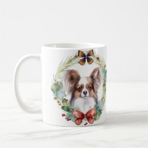 Papillon Christmas Wreath Festive Pup Kaffeetasse