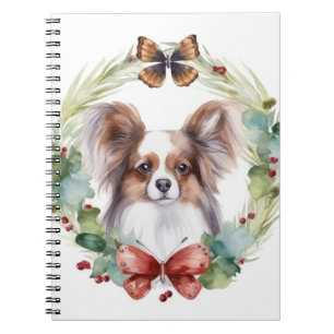Papillon Christmas Wreath Festive Pup Notizblock