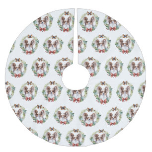 Papillon Christmas Wreath Festive Pup Polyester Weihnachtsbaumdecke