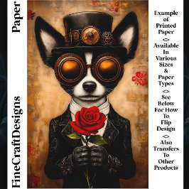 Papillon Dog, Brille, Rote Rose CQ6 Floßpapier