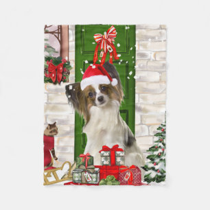 Papillon Dog Christmas Fleecedecke