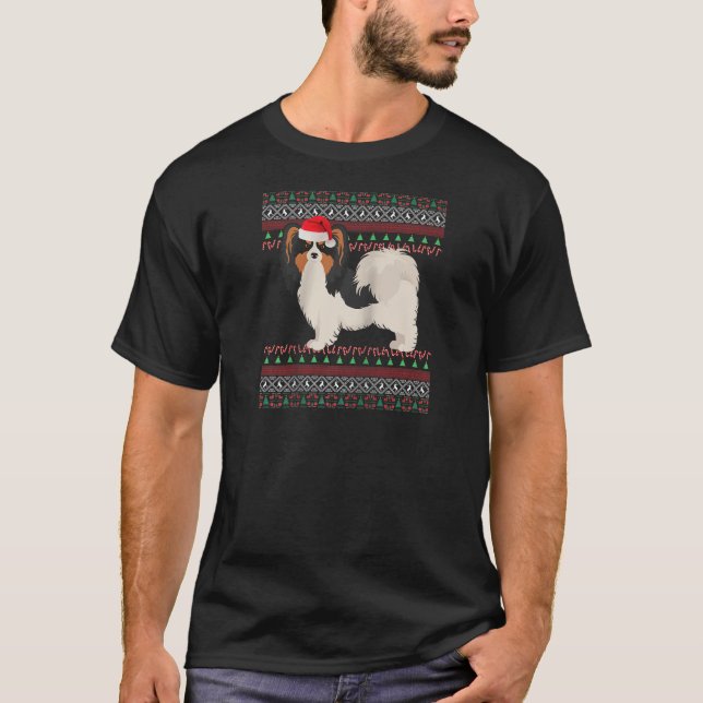 Papillon Dog Christmas Papillon Christmas Raglan B T-Shirt (Vorderseite)