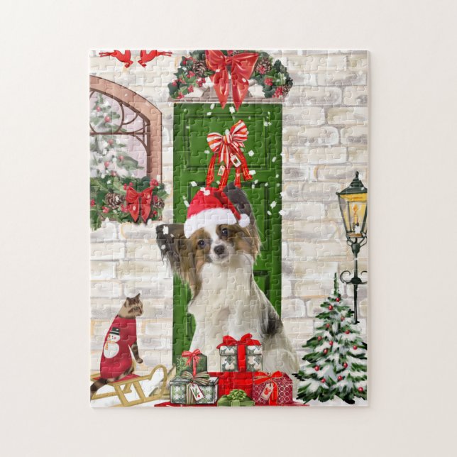 Papillon Dog Christmas Puzzle (Vertikal)