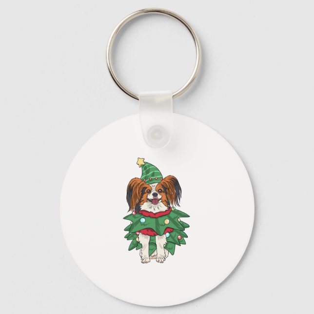 Papillon Dog Christmas Shirt Xmas Puppy Pet Papill Schlüsselanhänger (Vorderseite)