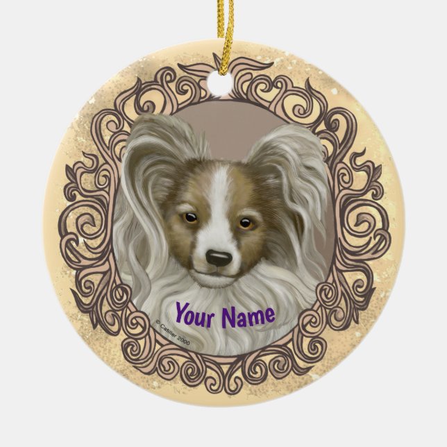 Papillon Dog Keramik Ornament (Vorne)