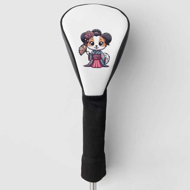 Papillon Dog Kimono Golf Headcover (Vorderseite)