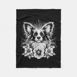 Papillon Dog Lover Retro Style Tattoo _1 Fleecedecke